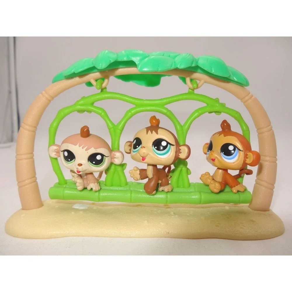 Littlest Pet Shop LPS Monkey‎ Petriplets Swing Set #1551 #1552 #1553 Bananas